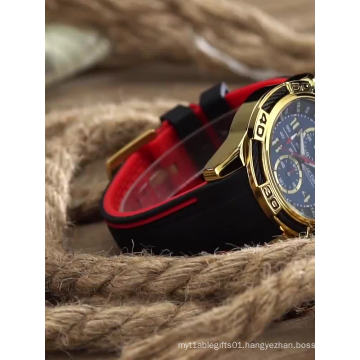 Megir 2045 Men's Chronograph Analog Quartz Watches Date Luminous Hands Waterproof Silicone Strap Army Military Wrist Watch